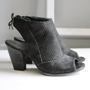 PAUL GREEN Black Leather Lexi Slingback Heel Open Toe Sandals Size 4 UK / 6.5 US